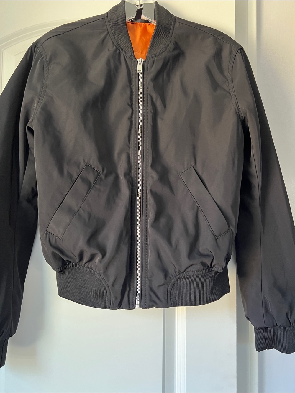 H&M Black Bomber Jacket with Orange Lining